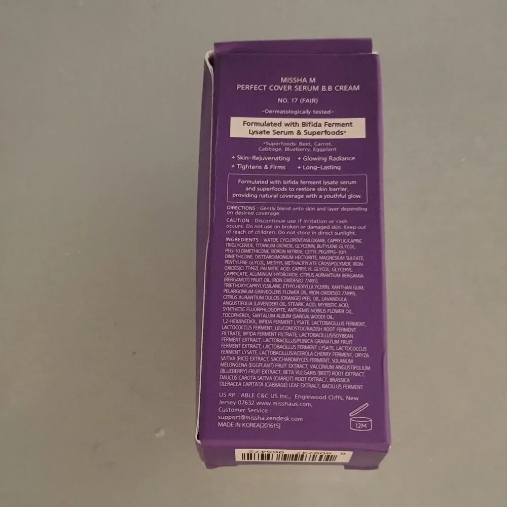 MISSHA M Perfect Cover Serum BB Cream Shade 17 FAIR 1.18OZ/35ML